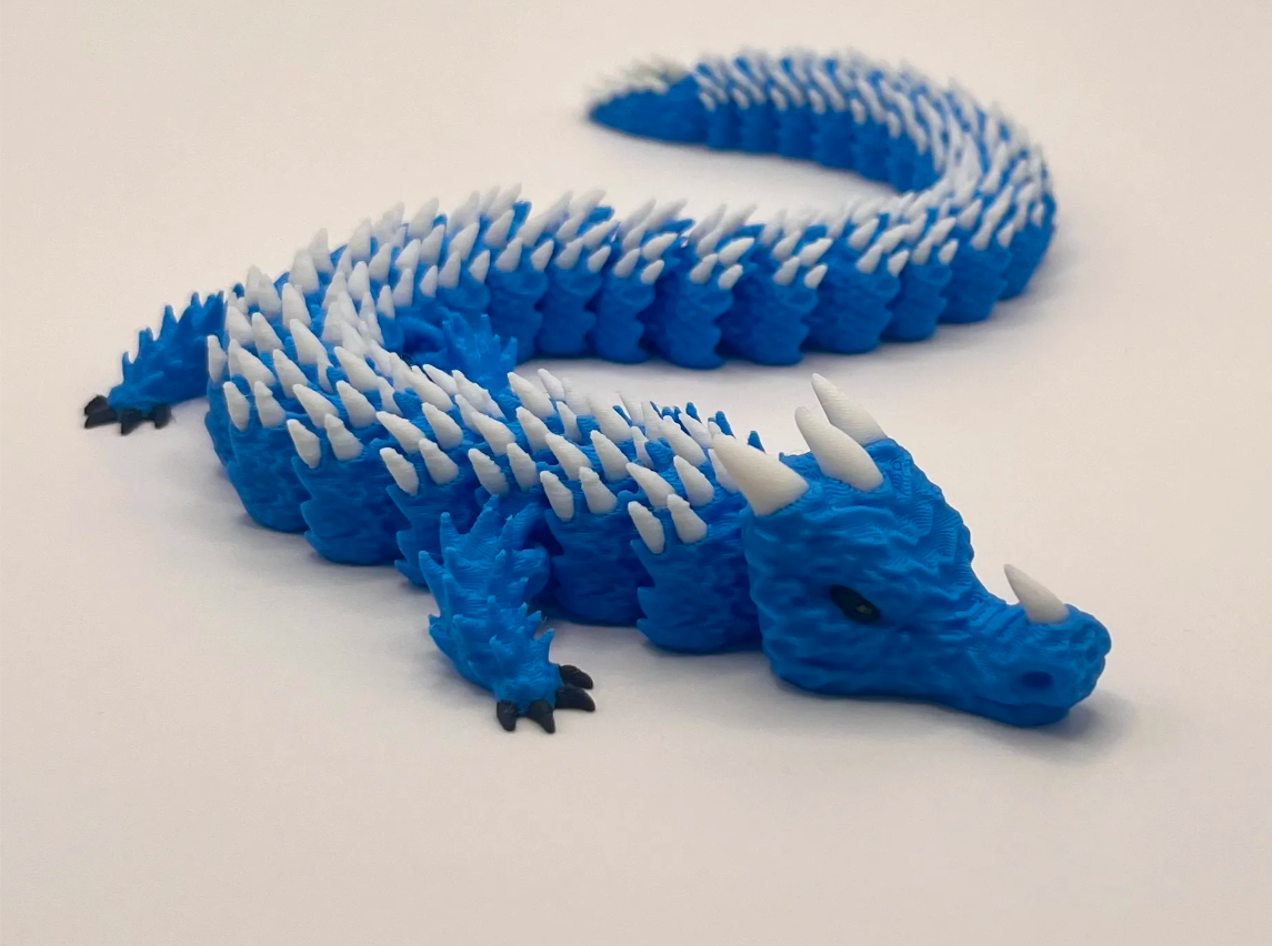 Grand dragon articulé bleu